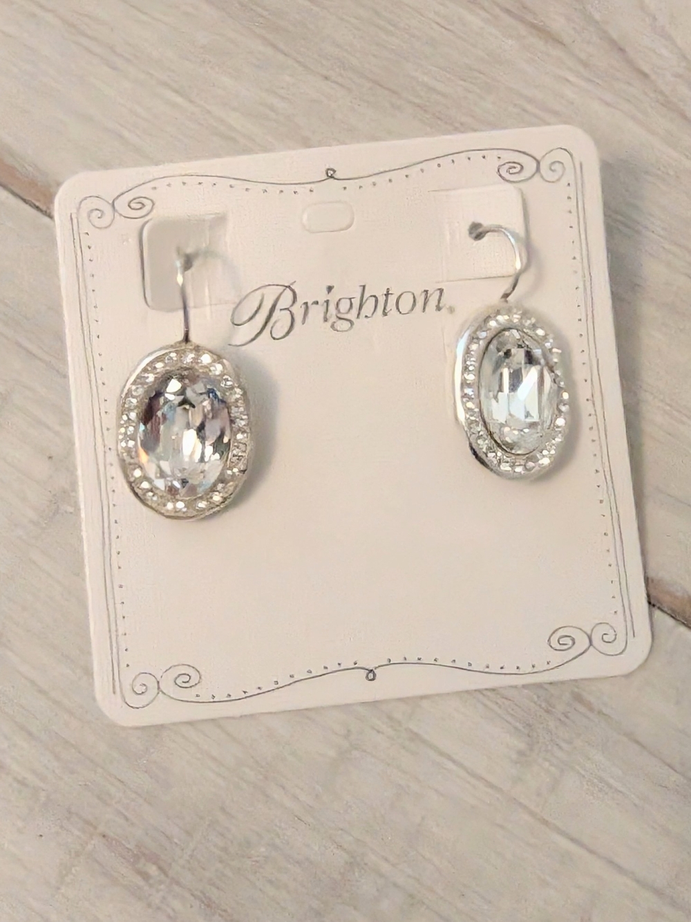 Brighton Twinkle Elite Silver Clear Crystal Oval Drop Earrings